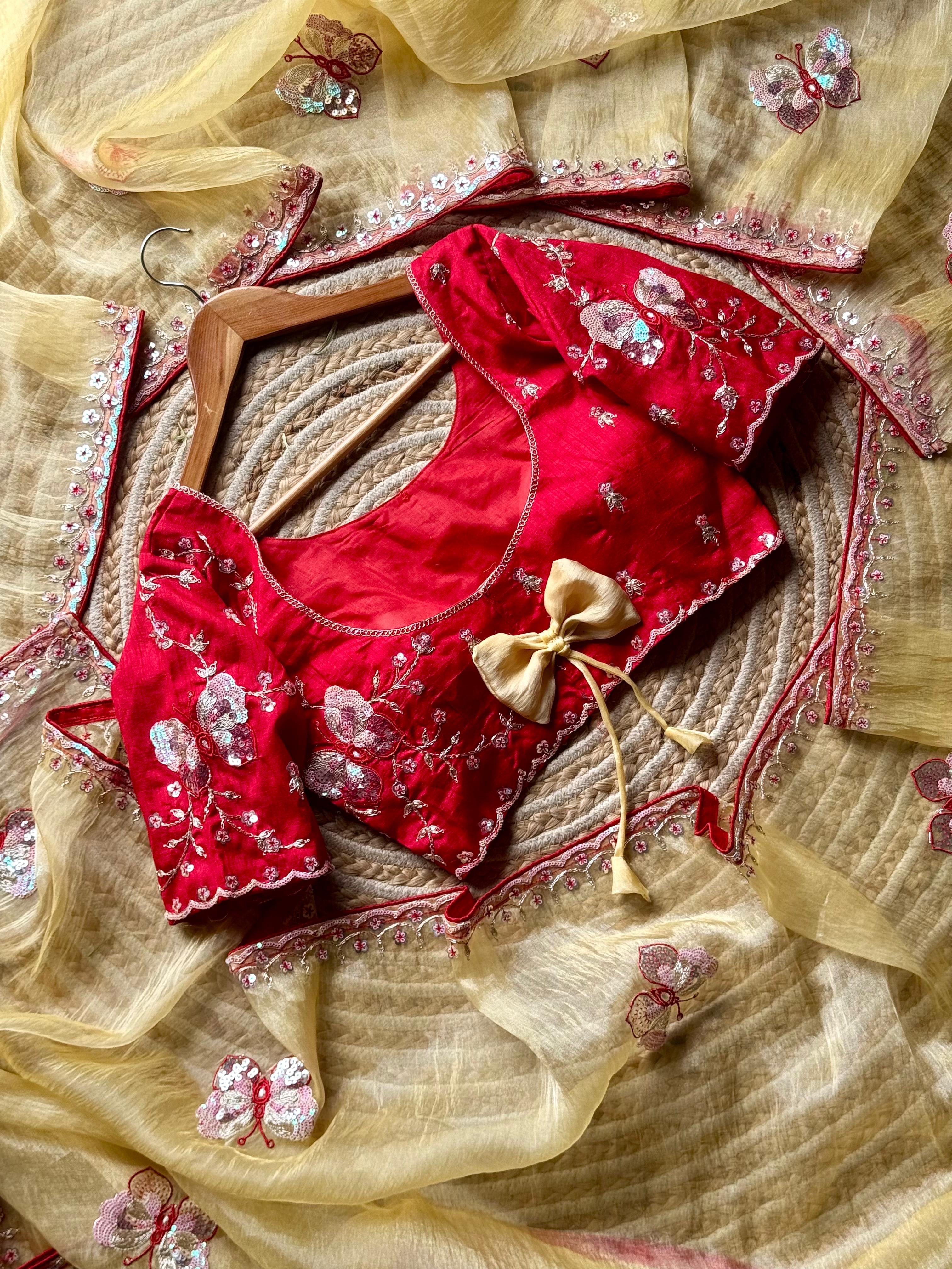 Butterfly Whisper Saree(Yellow)