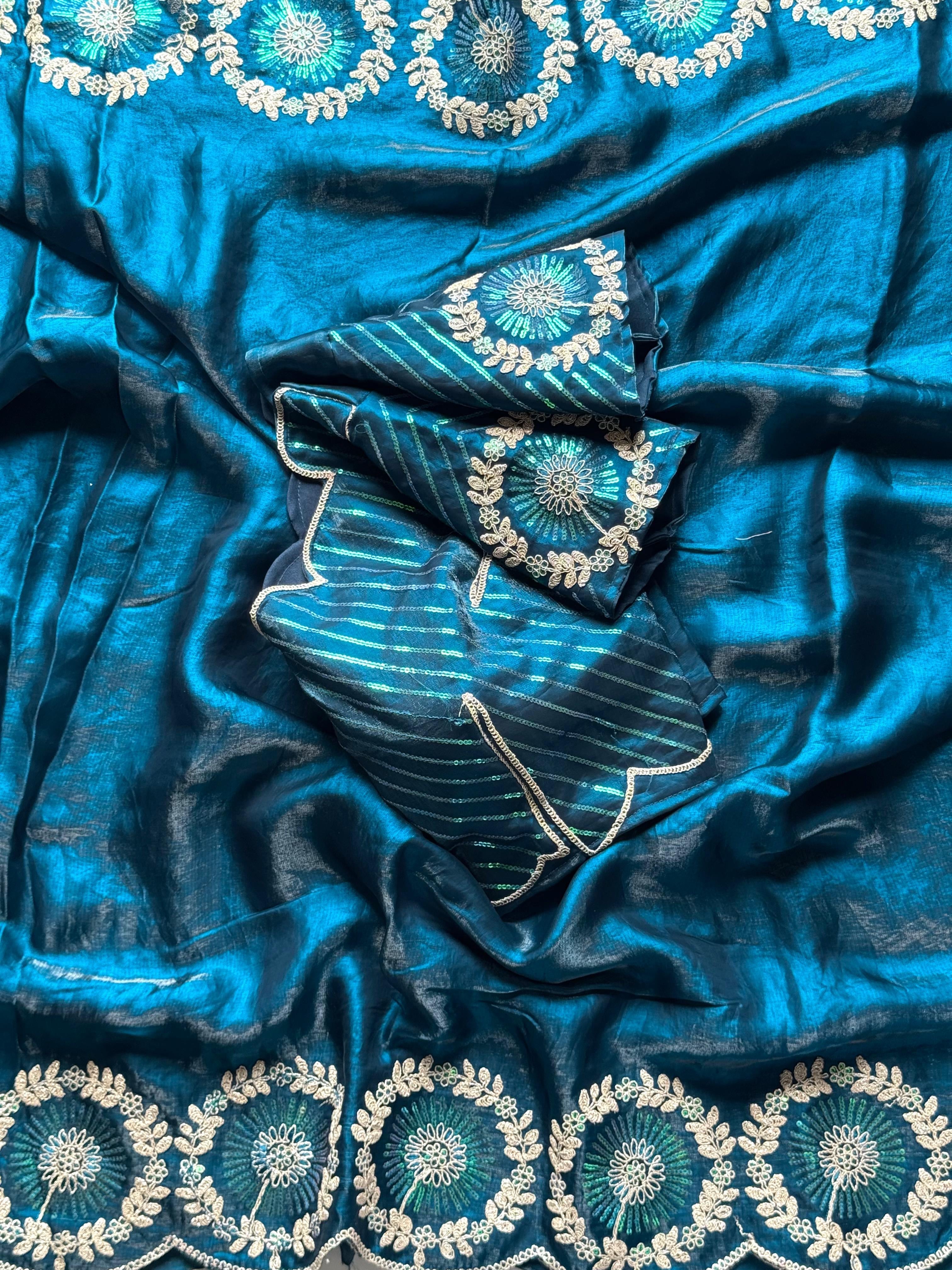 Aqua Elegance Saree